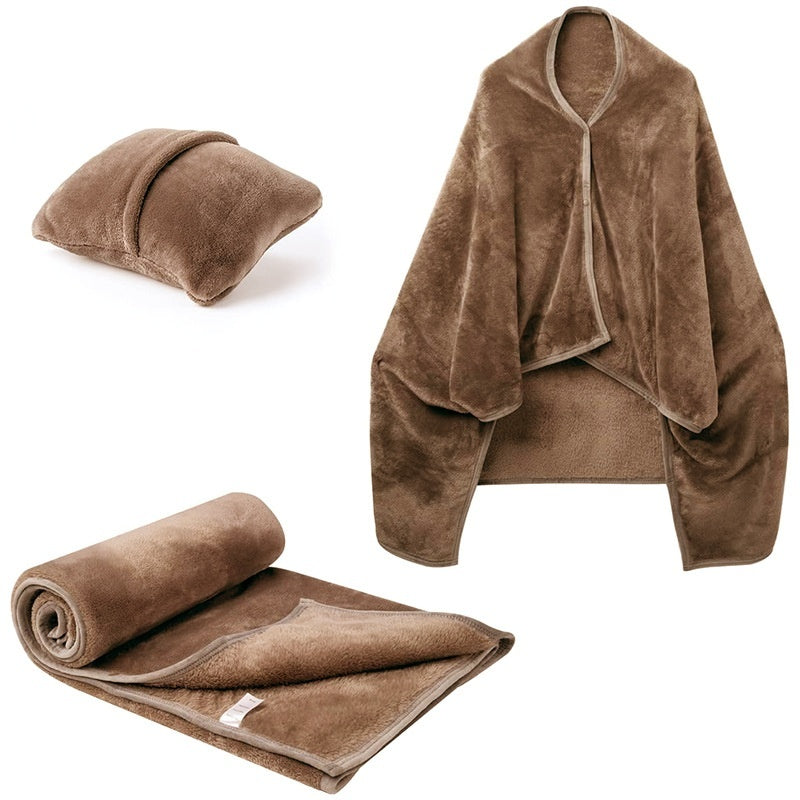 Soft Wearable Fleece Blanket Hoodie Brown One Size (Women)