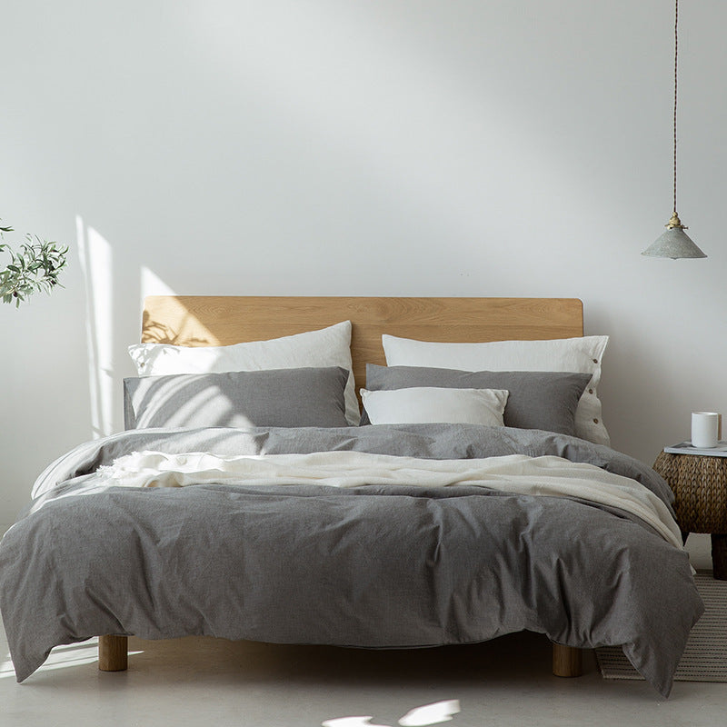 100% Cotton Duvet Cover Set - Japanese Style Gray