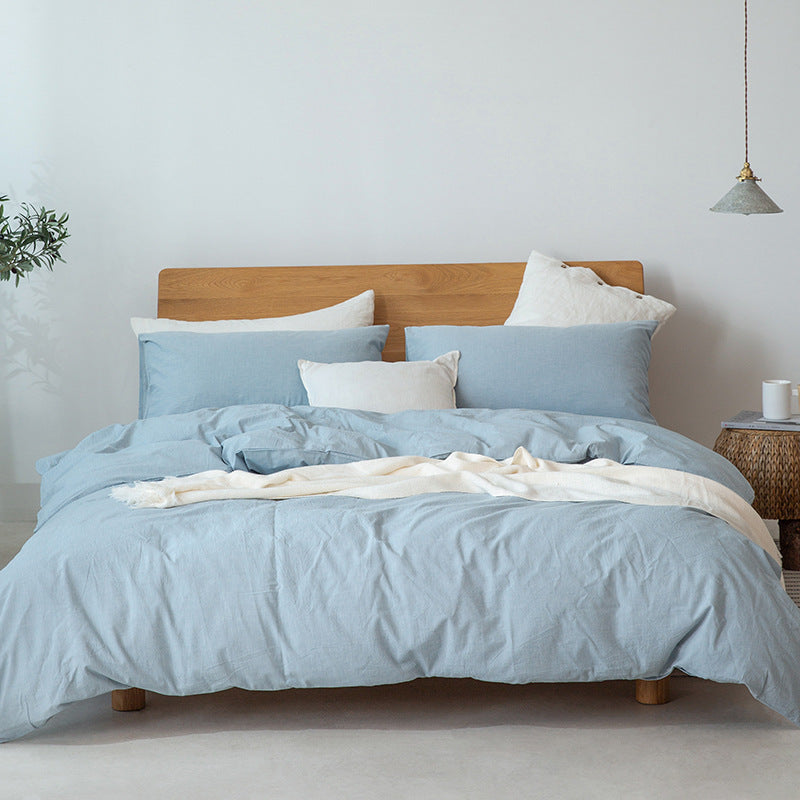 100% Cotton Duvet Cover Set - Japanese Style Light Blue