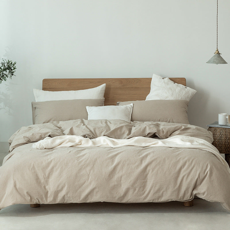100% Cotton Duvet Cover Set - Japanese Style Khaki
