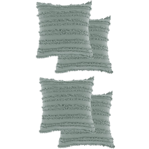 Ruffled Cushion Covers 4 Pack Light Grey