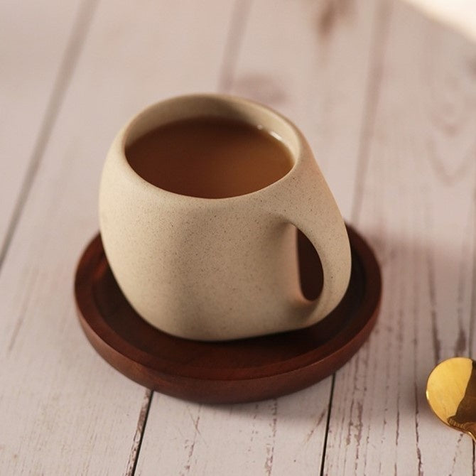 Ceramic Coffee Mug with Saucer & Spoon - Espresso Cup Set