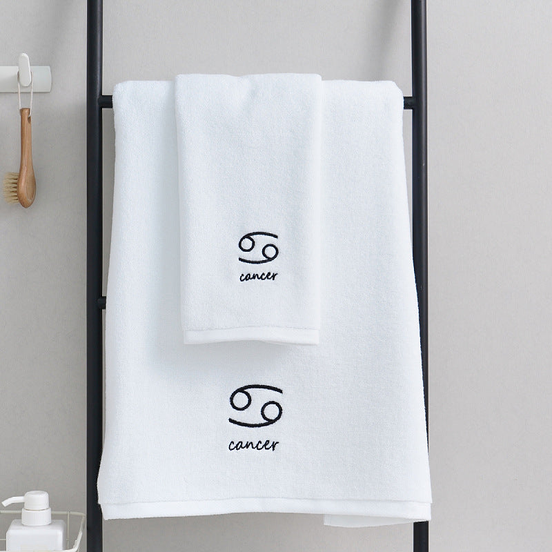 Zodiac Luxury Towel Set (2-Piece) White Cancer