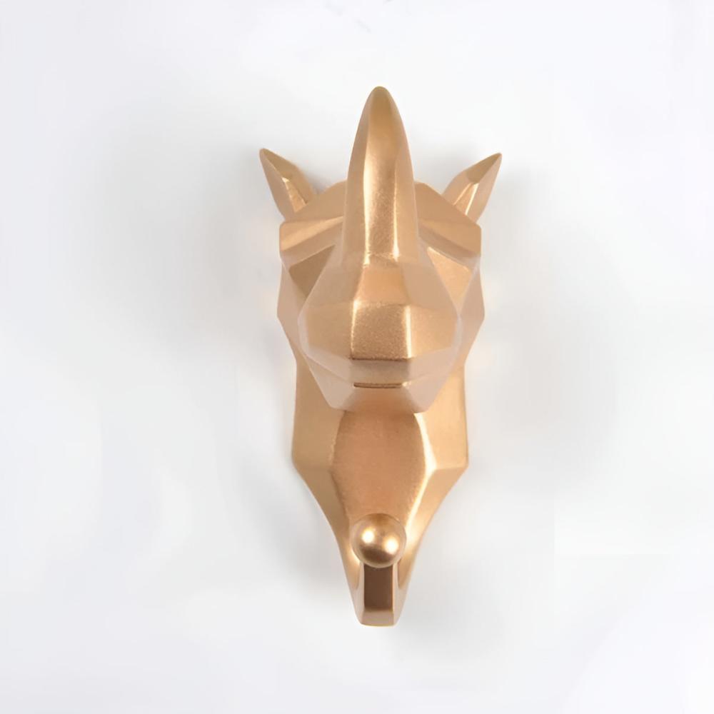 Animal Head Wall-Mounted Key Holder Gold Rhino