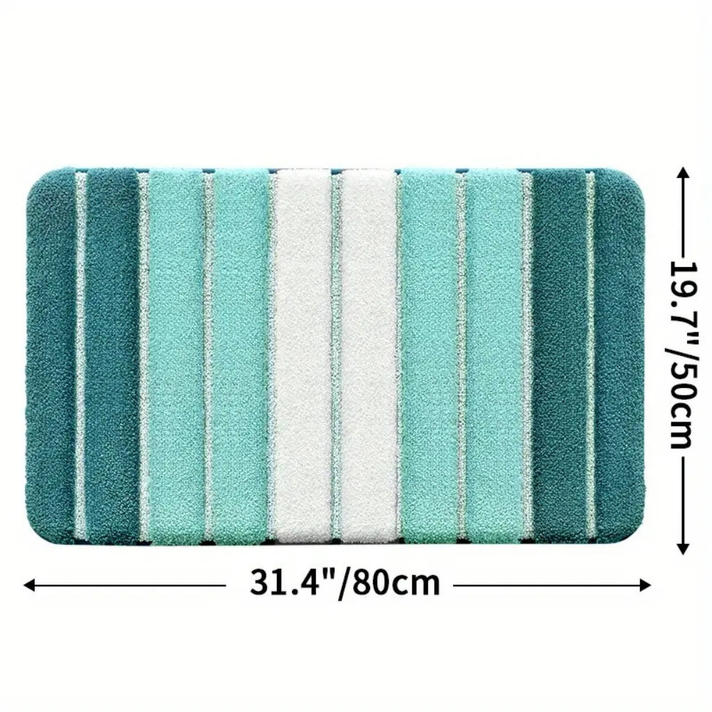 Lumiere Striped Absorbent Bath Mat Teal