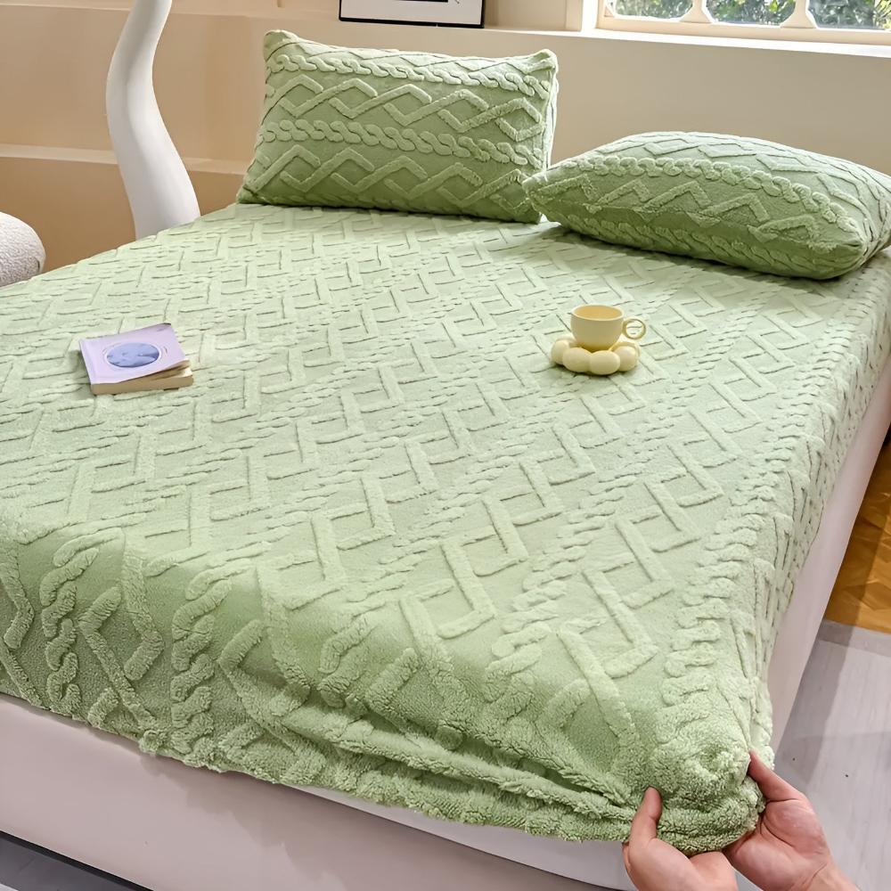 Premium Velvet Sherpa Sheet Set Matcha Green
