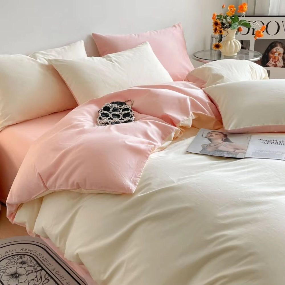 Lustova Cotton Duvet Cover | 3pcs Set Rose Ivory