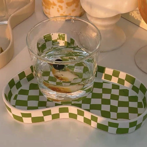 Checkered Jewelry Tray Small Grid - Green