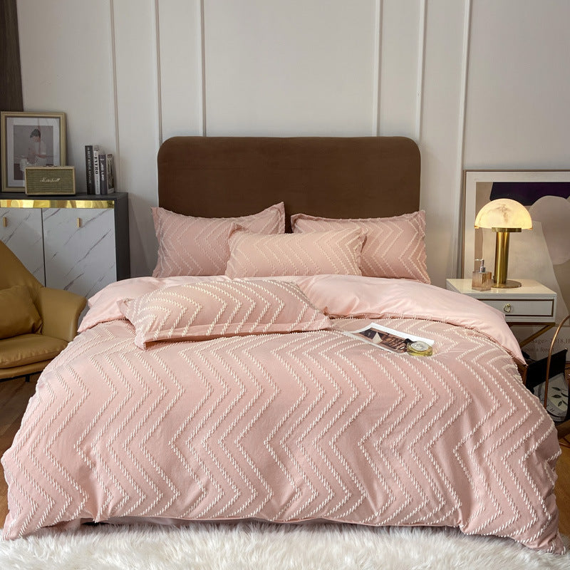 Vintage Tufted Bedding Set - 4PCS Blush Pink