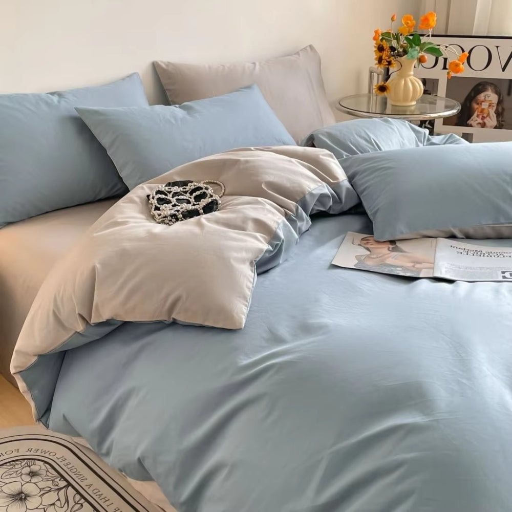 Lustova Cotton Duvet Cover | 3pcs Set Mist Blue
