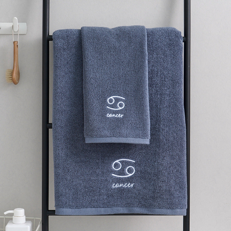 Zodiac Luxury Towel Set (2-Piece) Blue Cancer