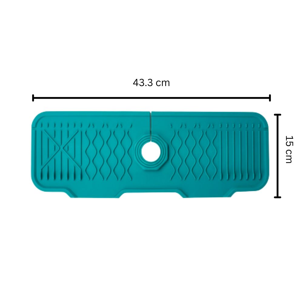 Aqua Slope Rubber Faucet Sink Mat Ocean Teal