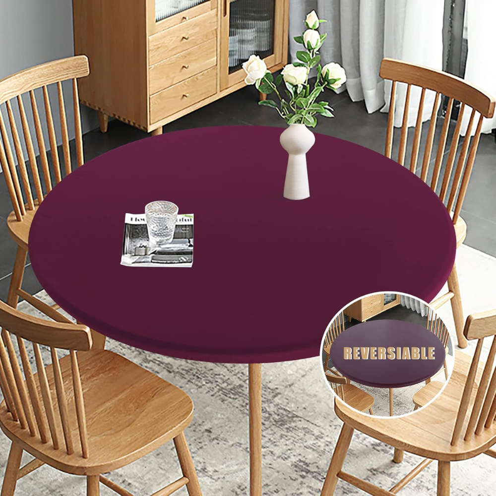 Round Fitted Table Cloth Burgundy