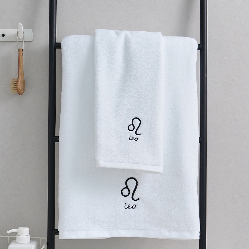 Zodiac Luxury Towel Set (2-Piece) White Leo