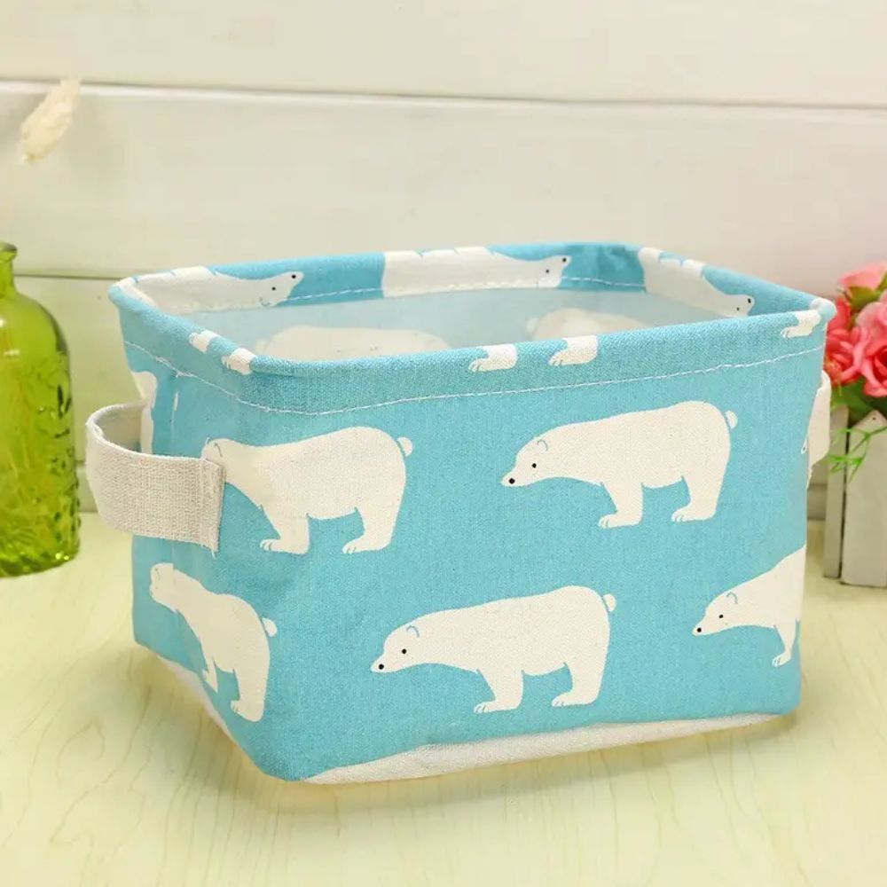 Storage Cloth Basket Blue Bear
