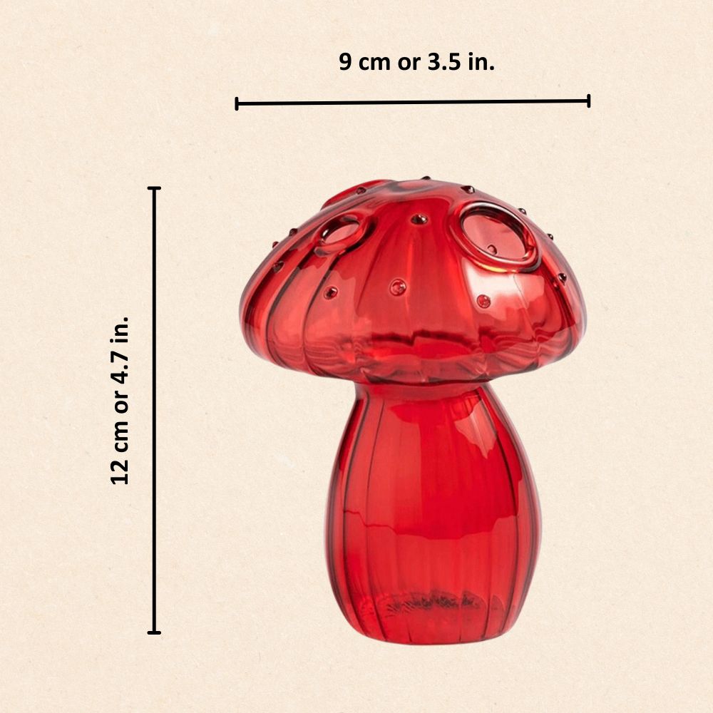 Vibrant Mushroom Glass Vases Red