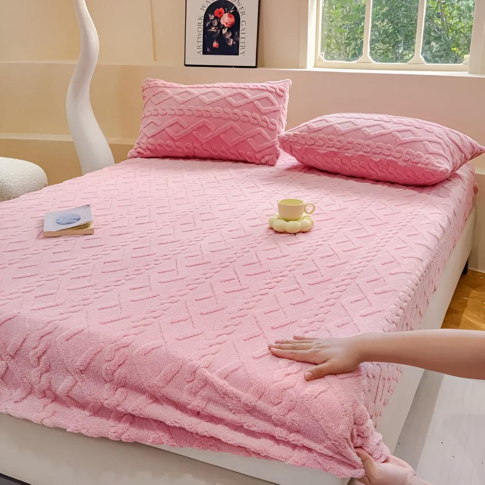 Premium Velvet Sherpa Sheet Set Peach Pink