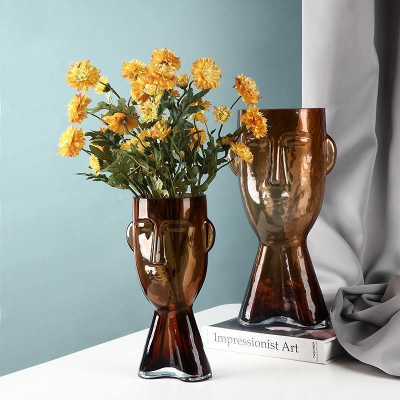 Artistic Face Handblown Glass Vase