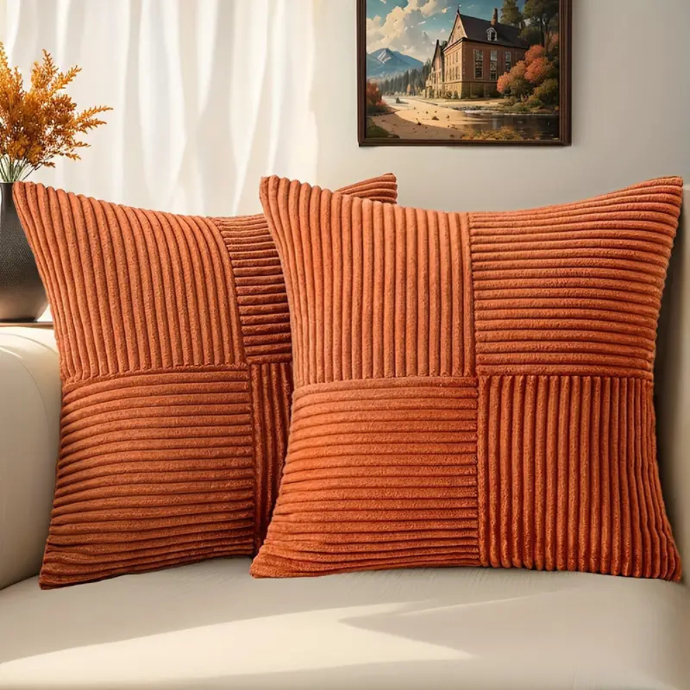 Rustic Corduroy Cushion Cover Orange
