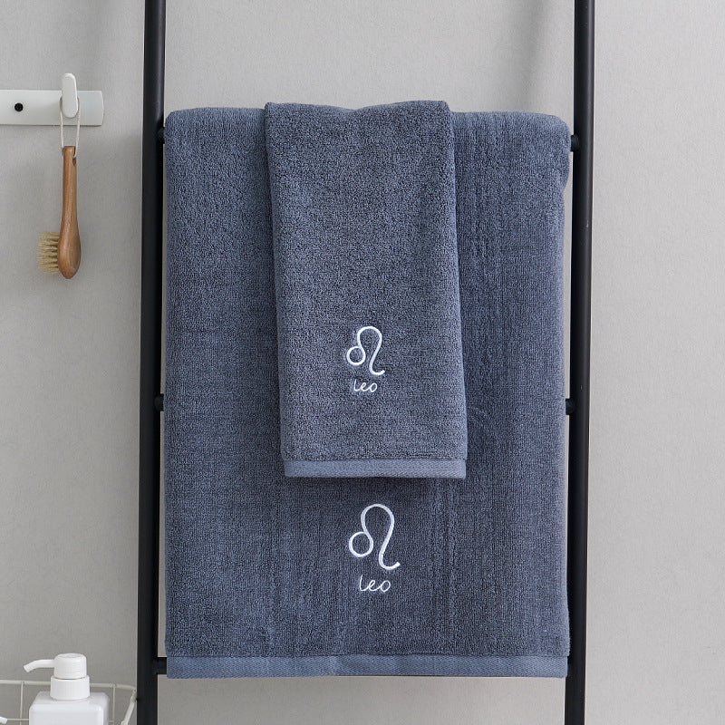 Zodiac Luxury Towel Set (2-Piece) Blue Leo