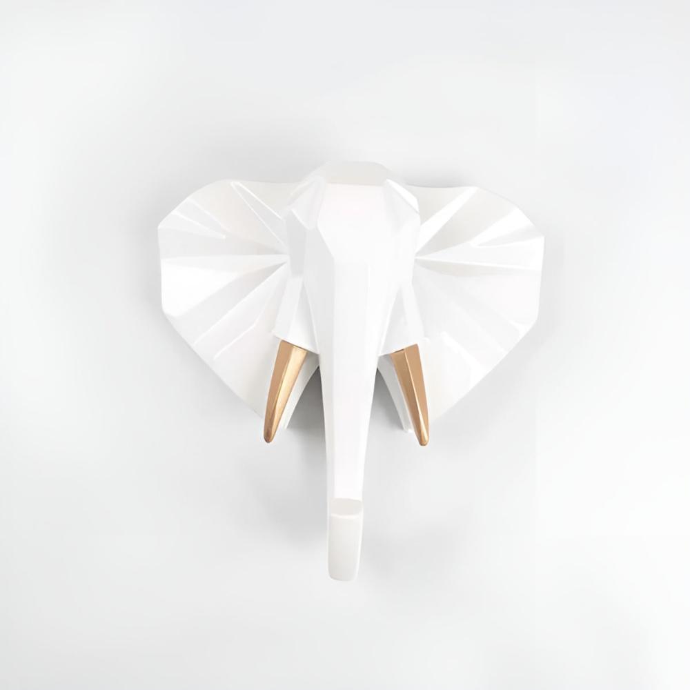 Animal Head Wall-Mounted Key Holder Ivory Elephant