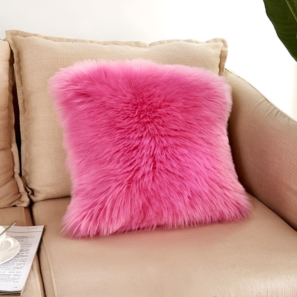 Furry Cushion Covers Vivid Hot Pink