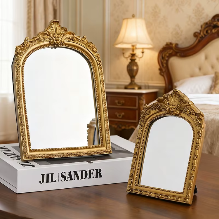 Ornate Gold Arched Makeup Mirror