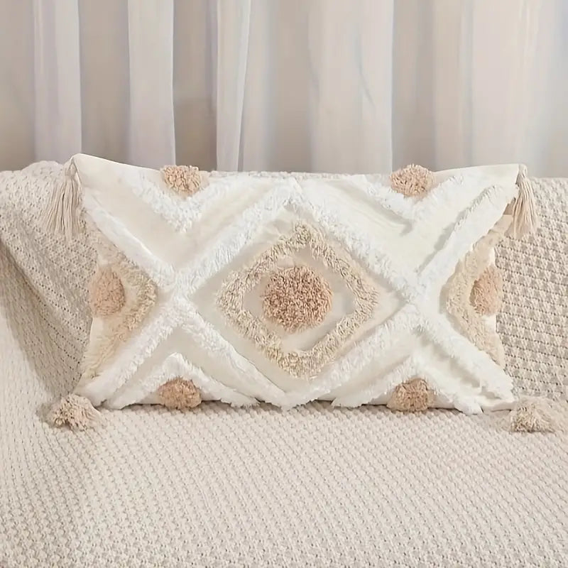 Bohemian Bliss Tufted Pillow Cover 12"x20"