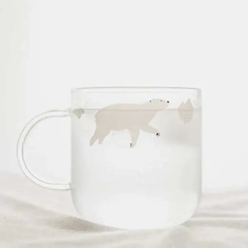 Arctic Charm Glass Mug Polar Bear
