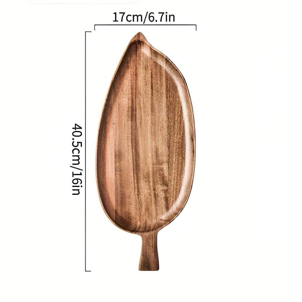 Leaf-Shaped Wooden Serving Plate Large