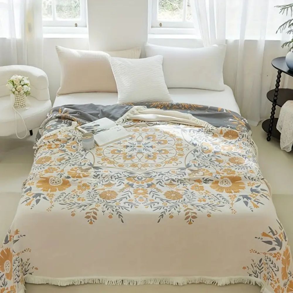 Versailles-Inspired Reversible Floral Blanket Yellow Flower