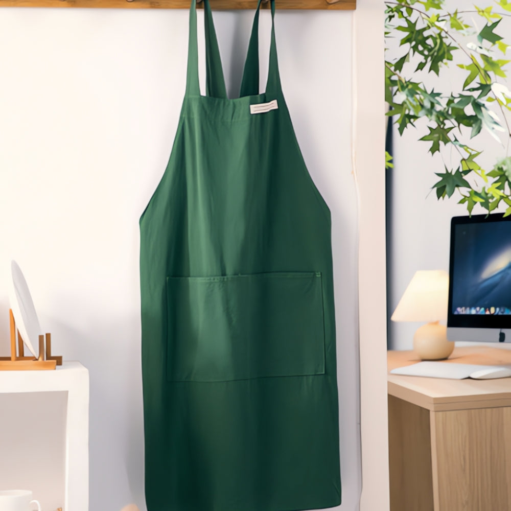 Minimalist Cross-Back Apron Forest Green