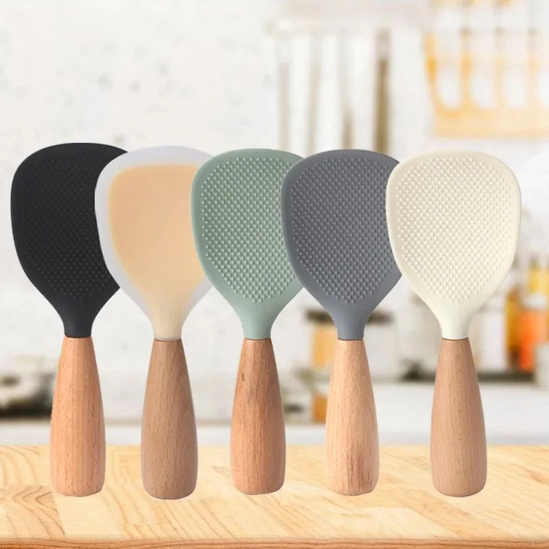 Silicone Wooden Handle Rice Spoon Buy 2 Get 3 FREE (All 5 Colors)