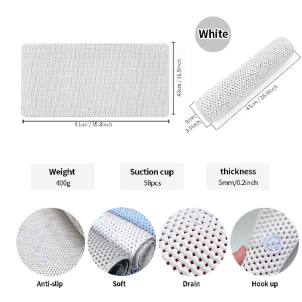 Soft Non-Slip Bathtub Mat White 17"x36"