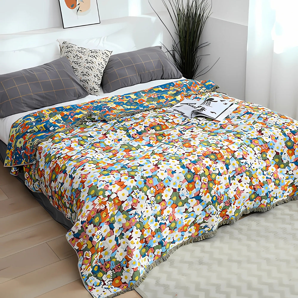 Daisy Dreamer Reversible Tassel Blanket Spring Meadow
