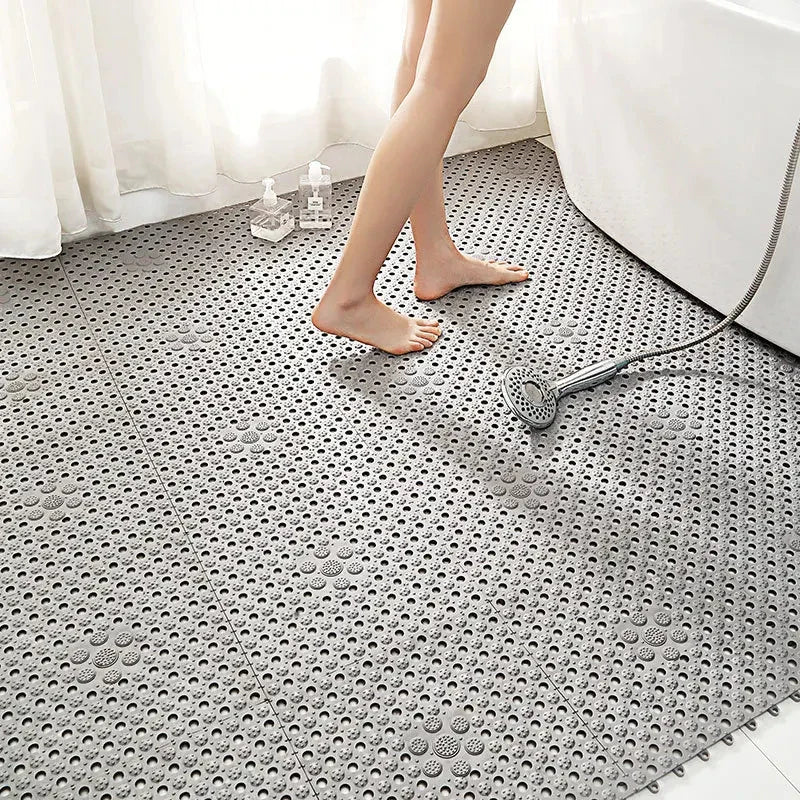 Interlocking Non Slip Shower Mat Gray 11.8" × 11.8"