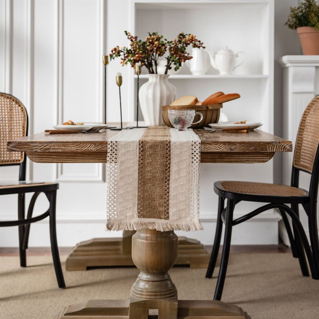 Boho Cotton Tassel Table Runner