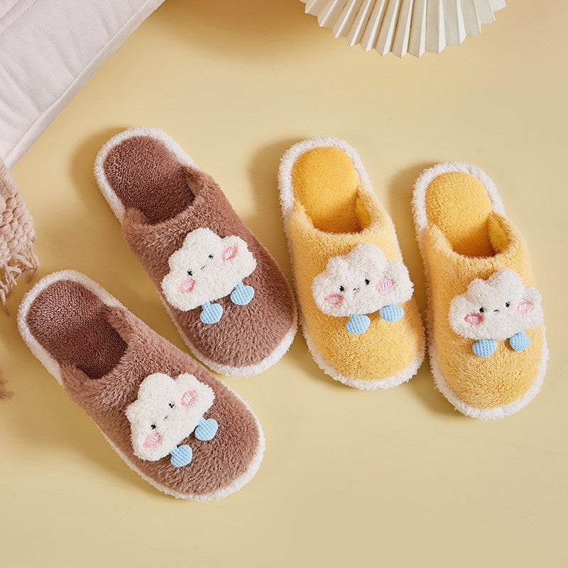 Women Cozy Plush Slippers - Cloud Design