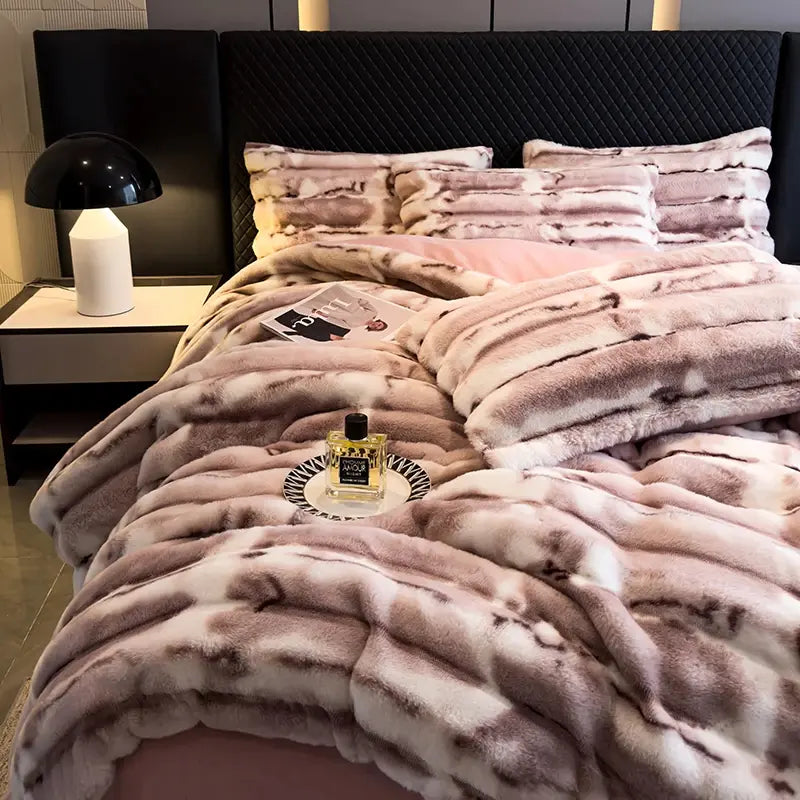 Velvet Bedding Set - Faux Fur Ultra Soft (4PCS) Purple