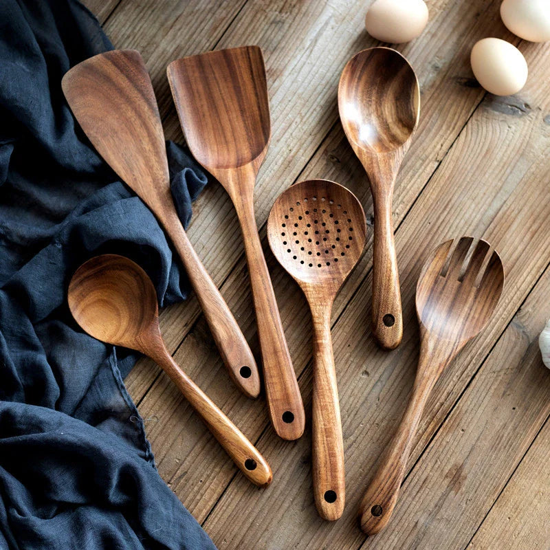 Rustic Wooden Kitchen Utensil Set 8PCS