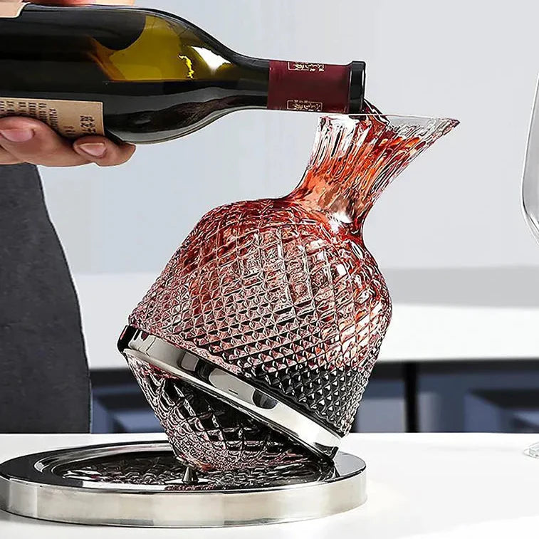 Crystal Elegance Rotating Decanter Silver