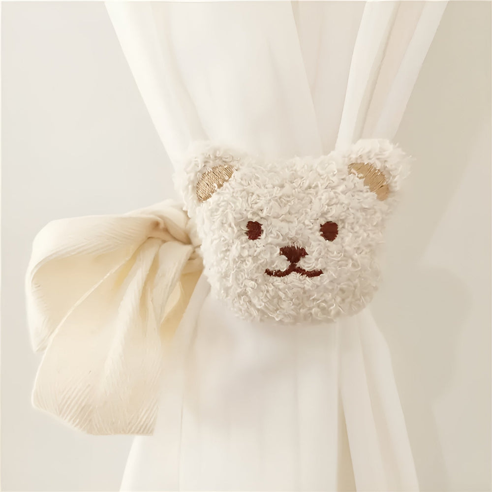 Teddy Bear Curtain Straps Ivory Cream