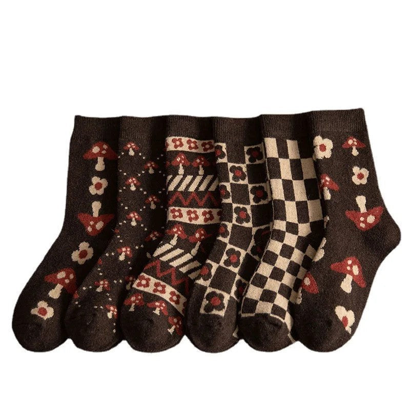 Women's Thermal Wool Socks Winter Warm Set of 6 One Size