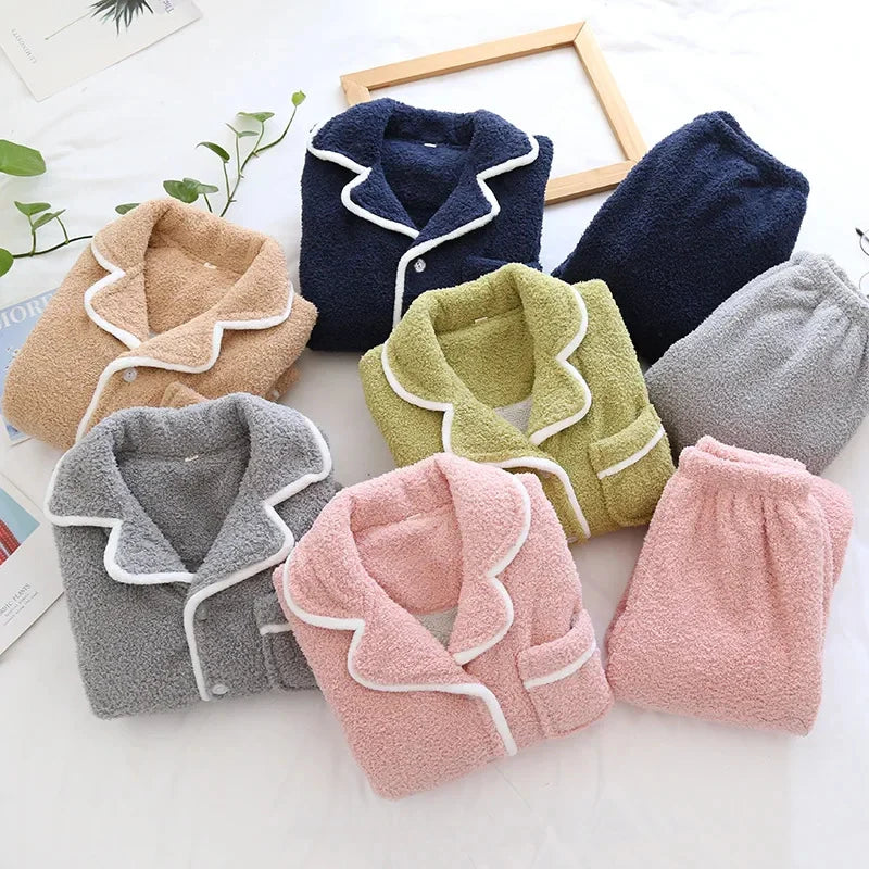 Fleece Winter Pajamas Set for Men & Women