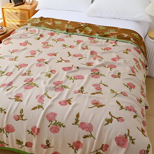 Bamboo Fiber Rural Rose Cooling Blanket 59"x79"