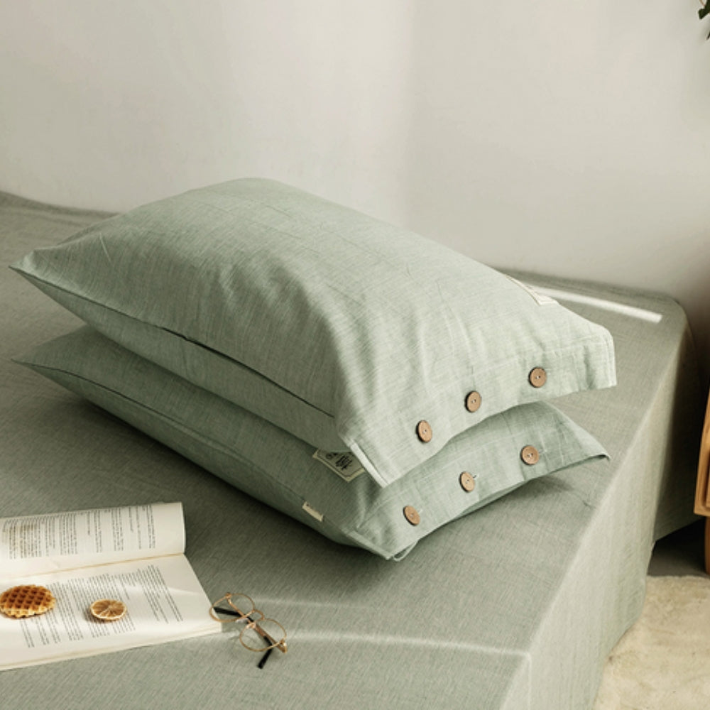 Cotton Pillowcases - Twin Pack Green 19"x29"(standard)