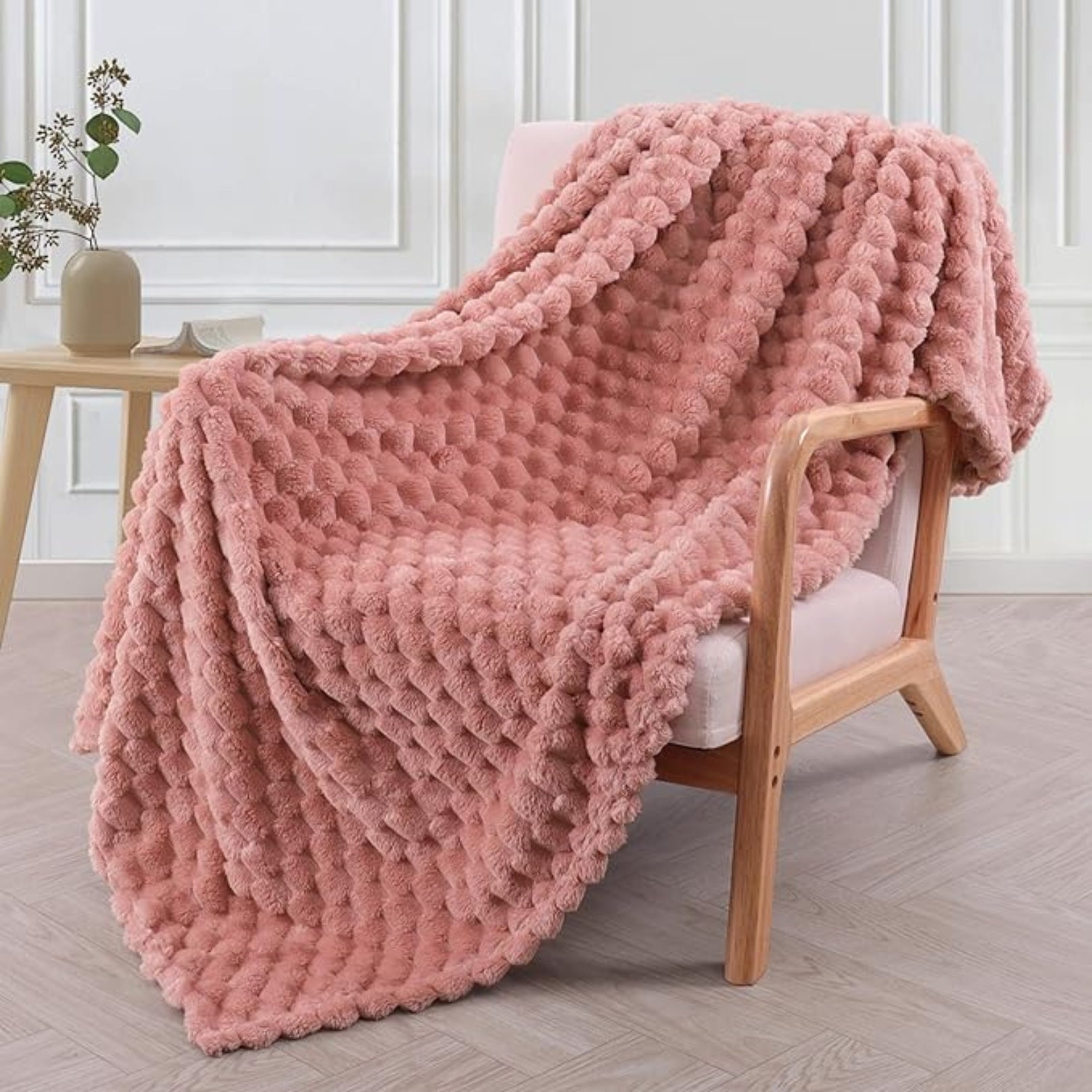Marshmallow Comfort Throw Blanket Blush Pink