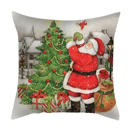 Christmas Cardinal Cushion Cover Santa's Holiday Spirit