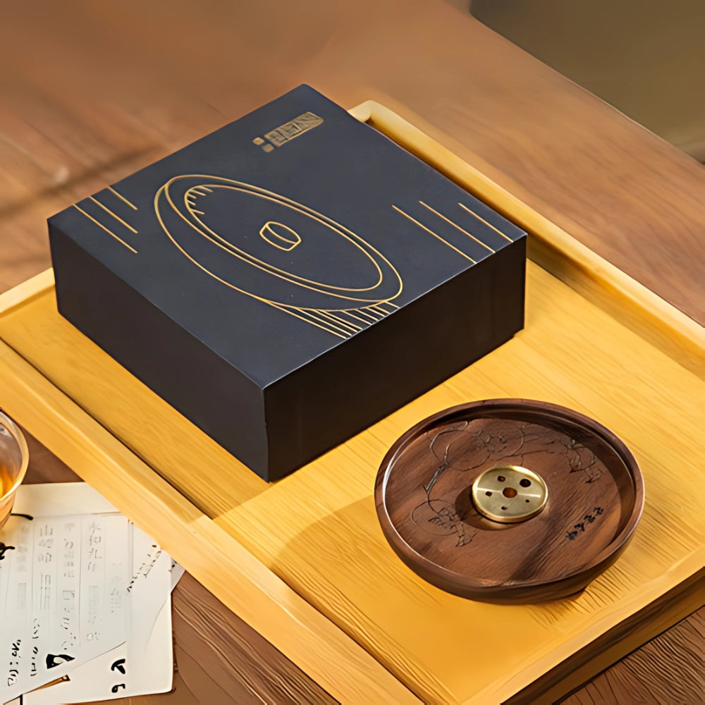 Round Wood and Copper Incense Holder Style 6