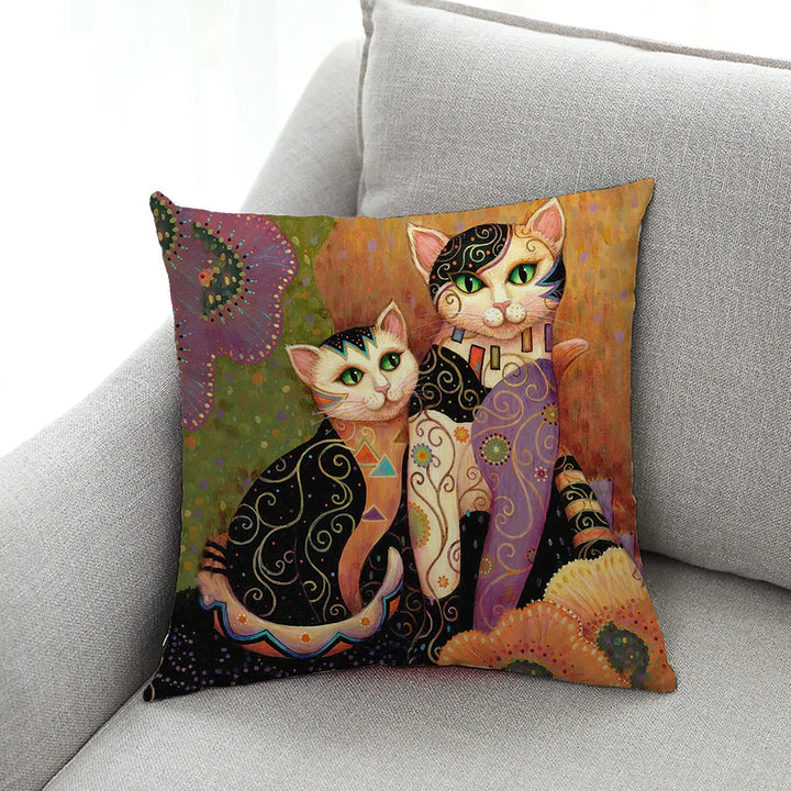 Kitty Oil Painting Cushion Covers